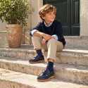Boys' Navy Boat Shoes with Hook-and-Loop Fastening – School Shoes