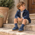 Boys' Wallaby Shoes in Denim Blue with Laces