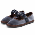 Women’s Cognac Velvet Mary Jane Flats with Ruched Elastic Strap