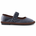 Women’s Cognac Velvet Mary Jane Flats with Ruched Elastic Strap