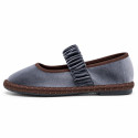 Women’s Cognac Velvet Mary Jane Flats with Ruched Elastic Strap