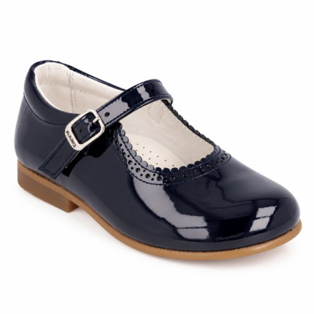 Girls’ Burgundy Patent Leather Mary Janes with Buckle