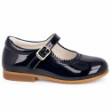 Girls’ Burgundy Patent Leather Mary Janes with Buckle