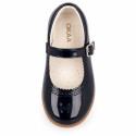 Girls’ Burgundy Patent Leather Mary Janes with Buckle