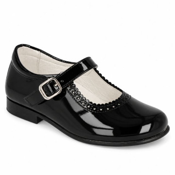 Girls’ Navy Blue Patent Leather Mary Janes with Buckle