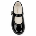 Girls’ Navy Blue Patent Leather Mary Janes with Buckle