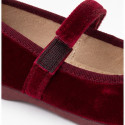 Burgundy Velvet Mary Jane Shoes with Hook-and-Loop Fastening | Made in Spain
