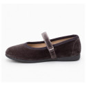 Grey Velvet Mary Jane Shoes with Hook-and-Loop Fastening | Made in Spain