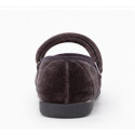Grey Velvet Mary Jane Shoes with Hook-and-Loop Fastening | Made in Spain