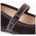 Grey Velvet Mary Jane Shoes with Hook-and-Loop Fastening | Made in Spain