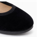 Black Velvet Mary Jane Shoes with Hook-and-Loop Fastening | Made in Spain