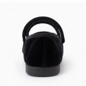 Black Velvet Mary Jane Shoes with Hook-and-Loop Fastening | Made in Spain