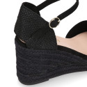 Black Suede Women Medium Wedge Espadrilles