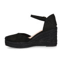 Black Suede Women Medium Wedge Espadrilles
