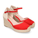 Red Suede Women Medium Wedge Espadrilles
