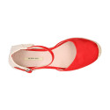 Red Suede Women Medium Wedge Espadrilles