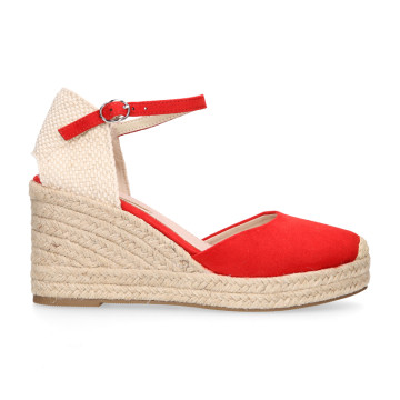 Red Suede Women Medium Wedge Espadrilles