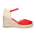Red Suede Women Medium Wedge Espadrilles