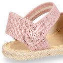 Linen Ceremony Espadrille Shoes for girls with strap closure with button design