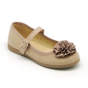 Cotton canvas Mary Jane shoes with flower detail.