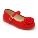 Cotton canvas Mary Jane shoes with flower detail.