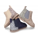 New suede leather ankle boots with MELANGE GLITTER.