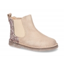 New suede leather ankle boots with MELANGE GLITTER.