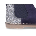 New suede leather ankle boots with MELANGE GLITTER.