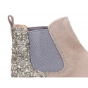 New suede leather ankle boots with MELANGE GLITTER.