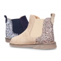 New suede leather ankle boots with MELANGE GLITTER.