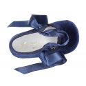 Velvet little Mary Janes for babies with ties closure.